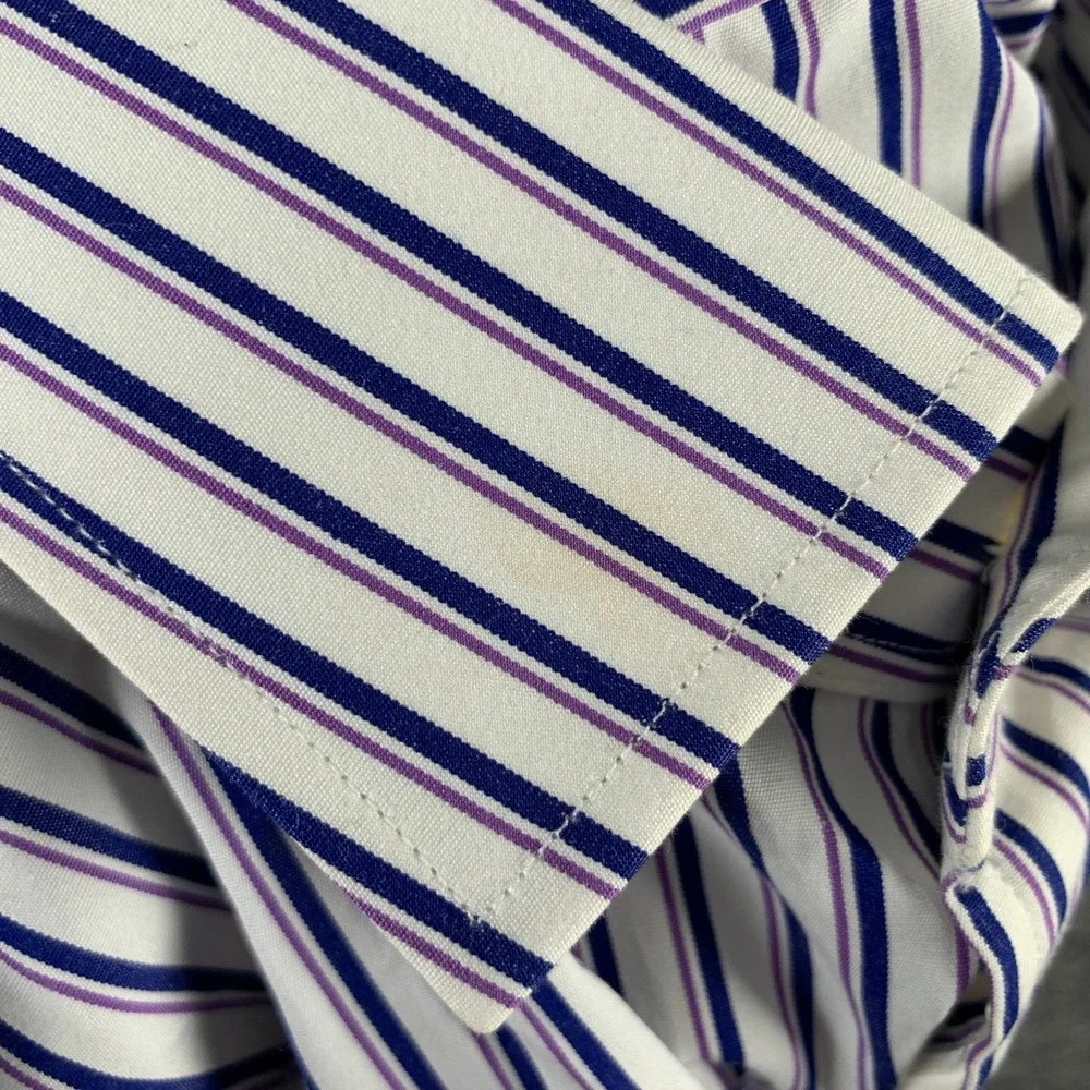 Vintage Polo Ralph Lauren Dress Shirt Men 17.5 White Striped Classy Regent NEW